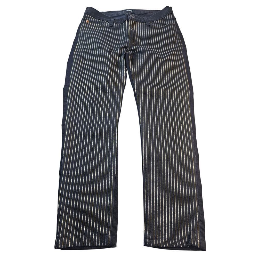 NWT Hudson Black Gold Metallic Striped Straight Ankle Jeans 25 grunge emo 90s